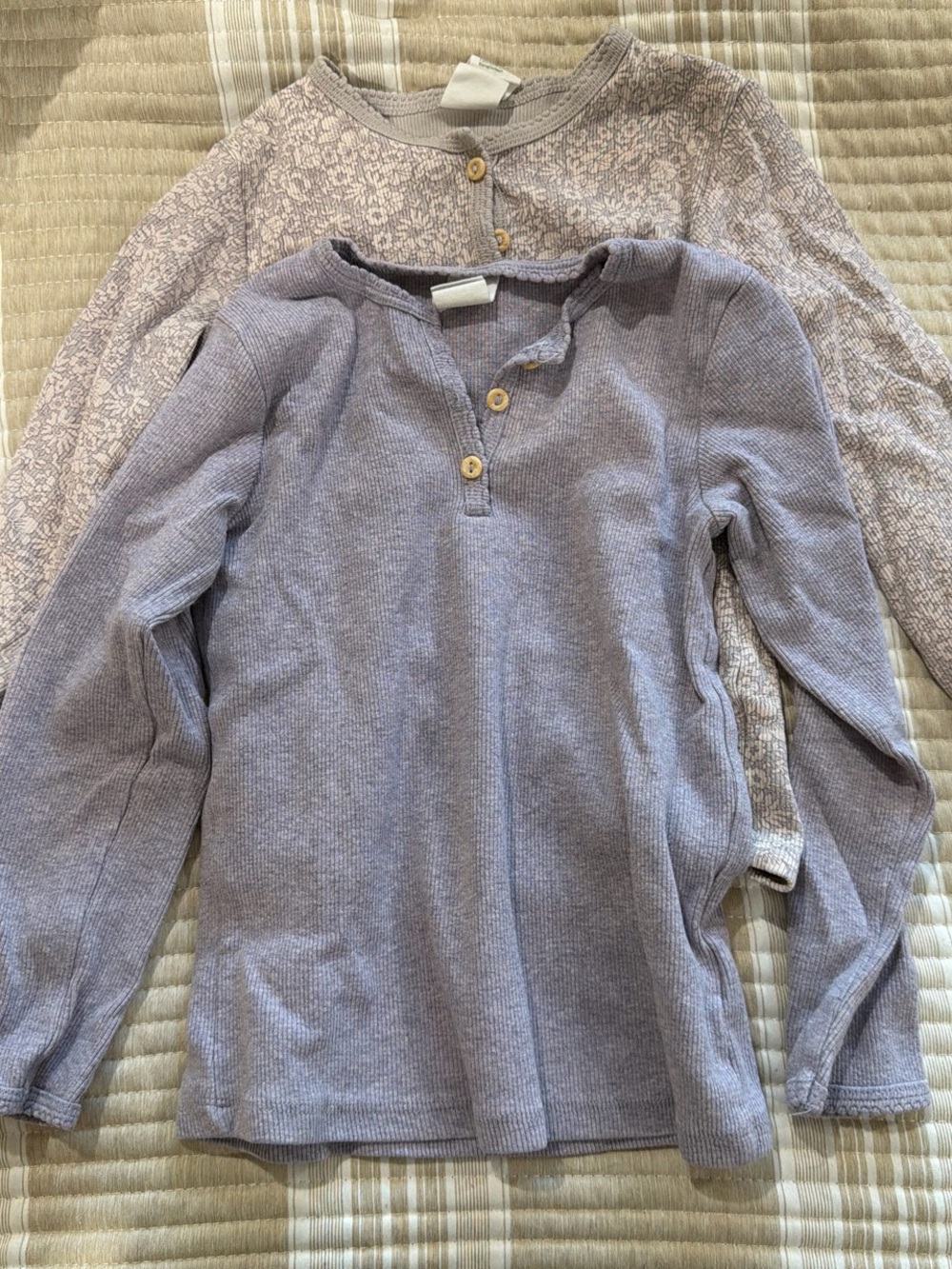 H&M Long-Sleeve Henley Top in Light Lavender